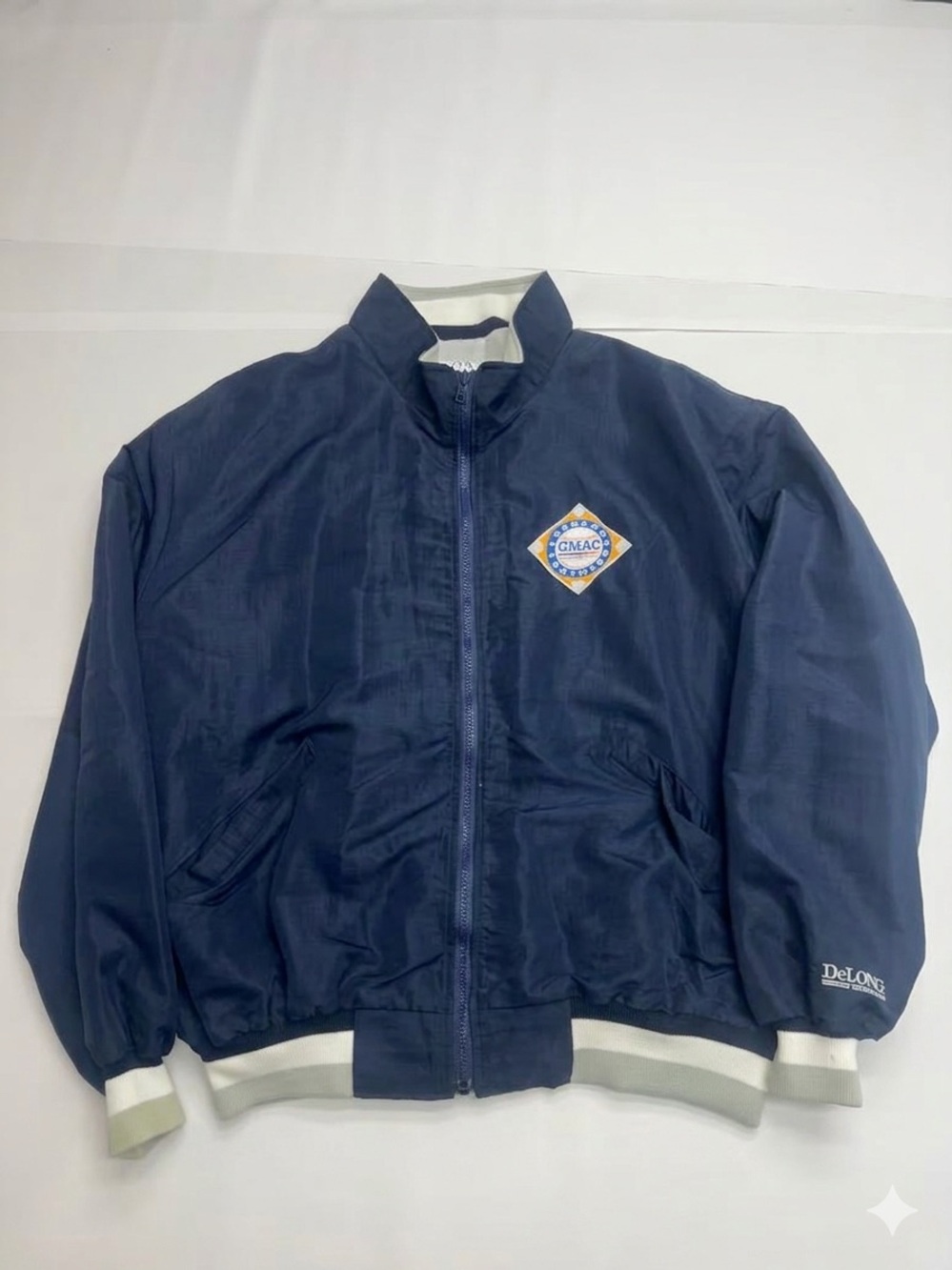 Vintage DeLONG GMAC Spring Training Nylon Bomber Jacket USA Canada Flag XL